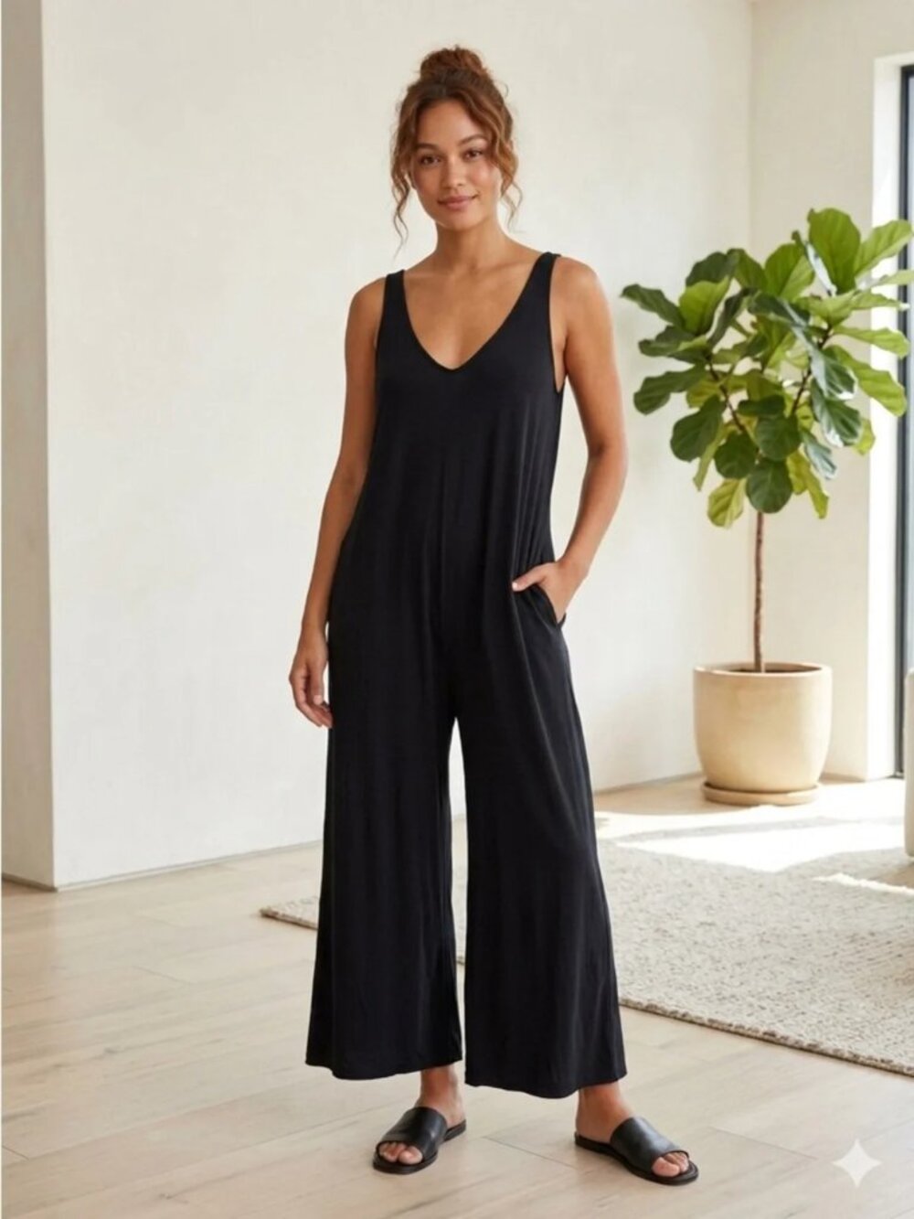 Lunya Organic Pima V-Neck Jumpsuit Size XS